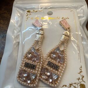 Elegant Bride Champagne Bottle Earrings